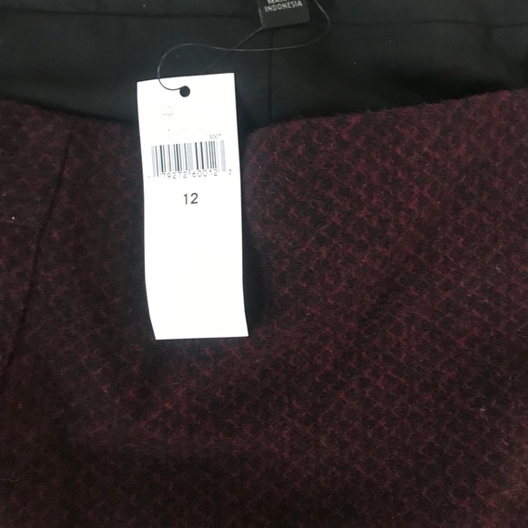 New Banana Republic Wool Blend Skirt Maroon Black - Picture 3 of 3